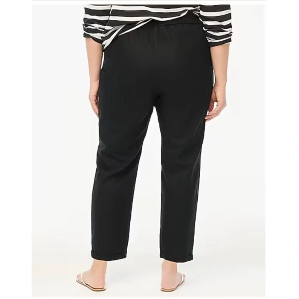 J Crew Linen Pull On Pants Black Size 10